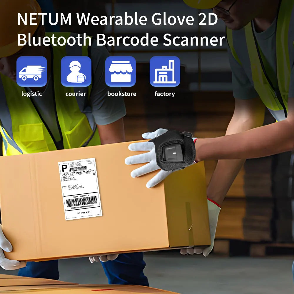 NETUM RS-8000PT RS-9000PT Glove Barcode Scanner Wearable with Zebra SE4107 Reader IP54 for Warehouse