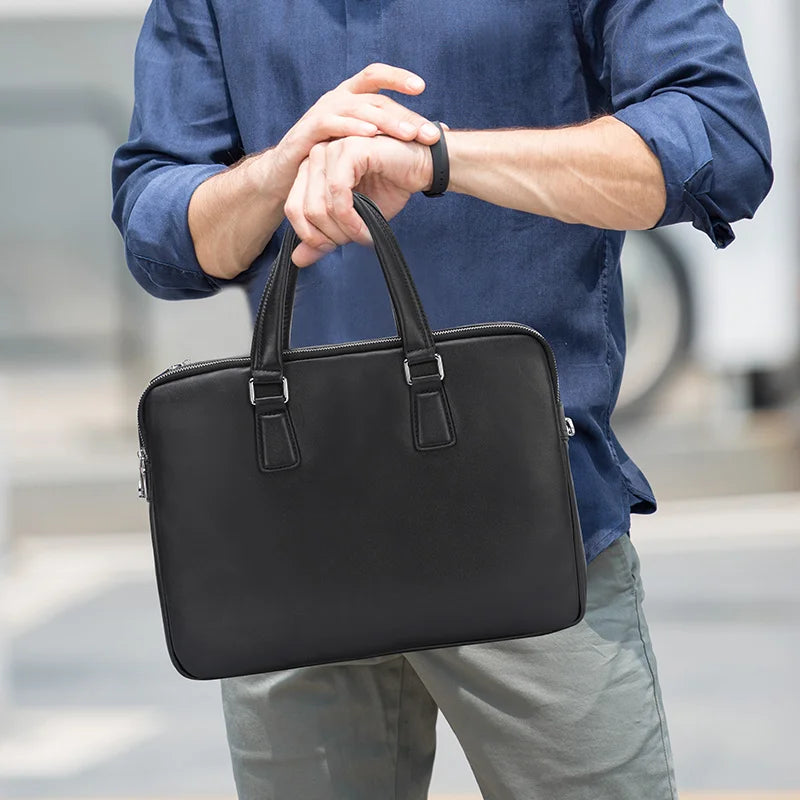 Waterproof Large Capacity Shoulder Bag Real Leather Business Men's Messenger Genuine Leather Laptop Bag for Men