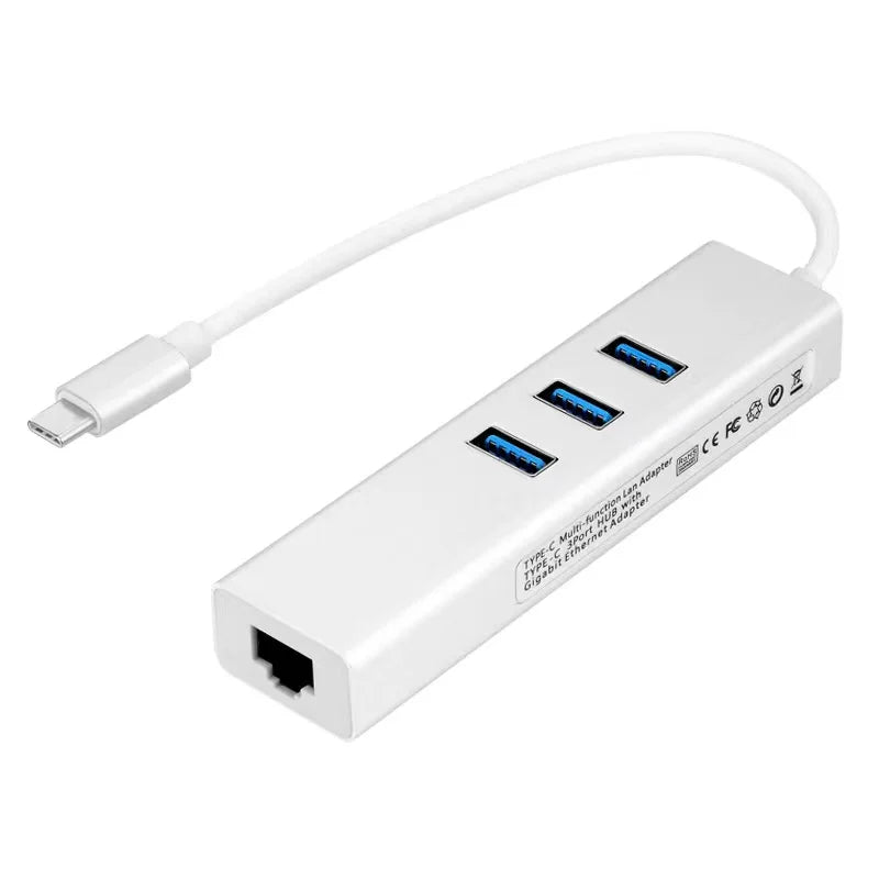 Factory Price 4 in 1 USB 3.0 to RJ45 Gigabit Ethernet Adapter Network Card with 3 USB 3.0 Hubs