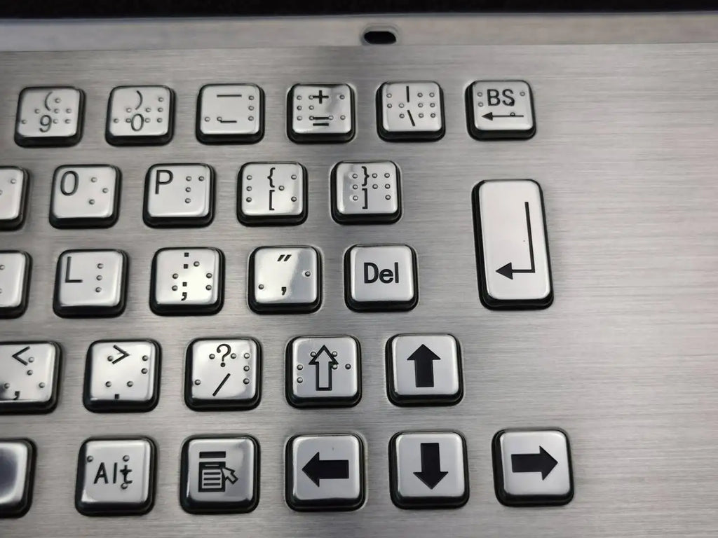 Industrial Metal Braille Stainless Steel Keyboard IP65 USB Metal Keyboard With Trackball Touchpad
