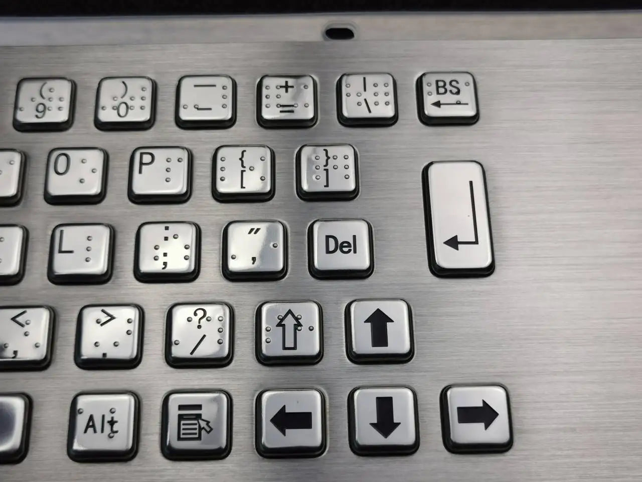 Industrial Metal Braille Stainless Steel Keyboard IP65 USB Metal Keyboard With Trackball Touchpad