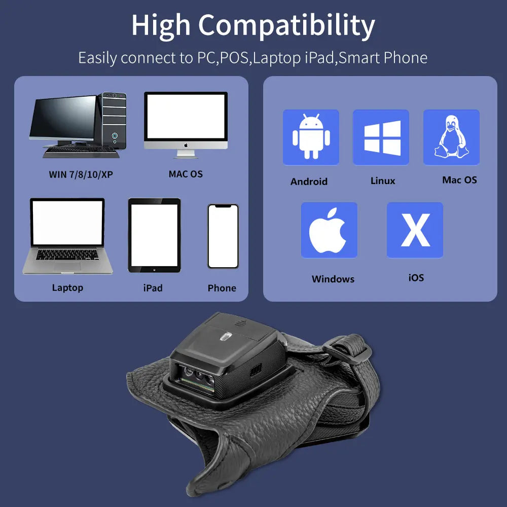 NETUM RS-8000PT RS-9000PT Glove Barcode Scanner Wearable with Zebra SE4107 Reader IP54 for Warehouse