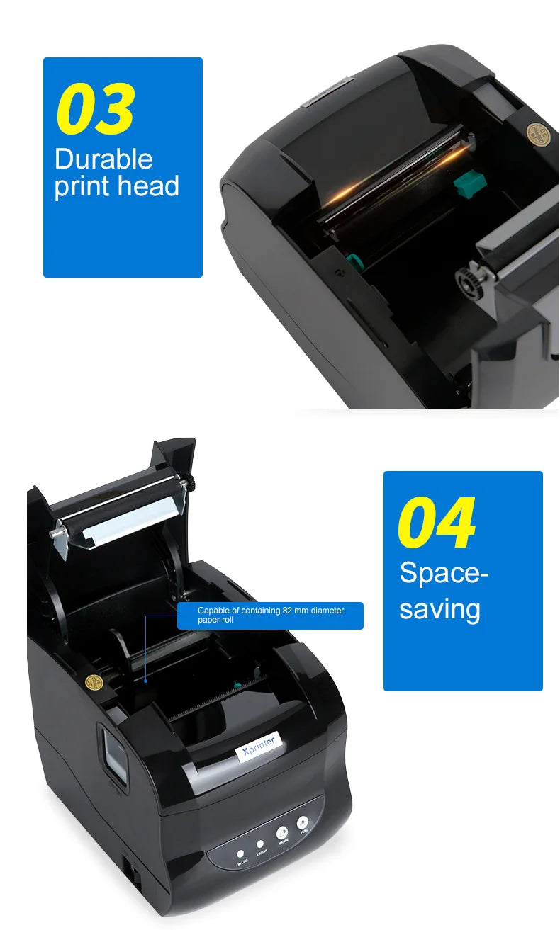 Xprinter 3inch Thermal Label & Receipt Printer Xp365B with Two-in-one Functionality 203 Dpi 127mm/s in Stock
