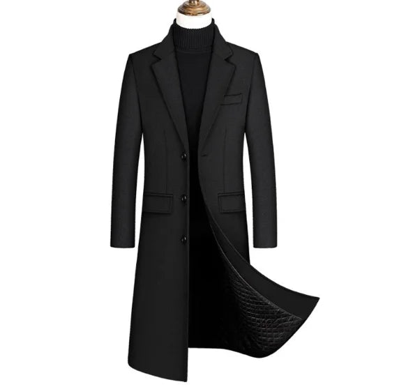 2024 Trench Coat High Quality Winter Mens Long Wool Overcoat Men Warm Thick Woolen Coat