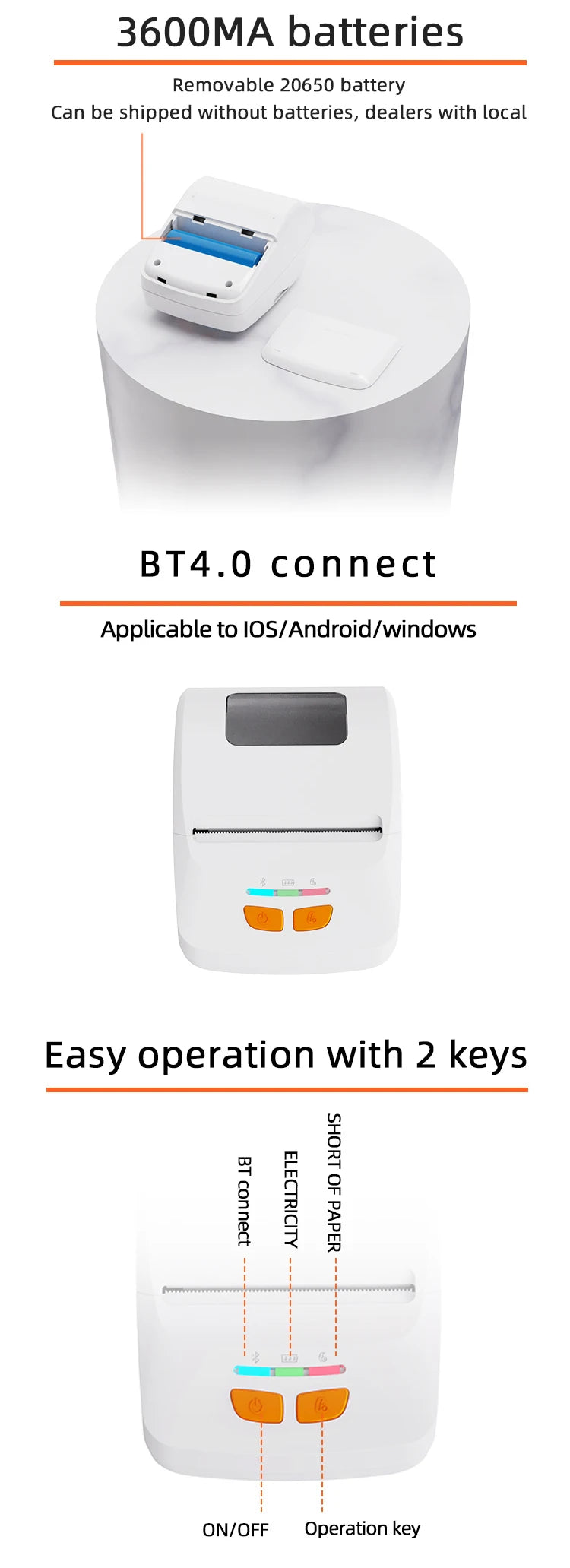GOOJPRT NEW Model PT230 Mini Portable Printer for Pos Machine System
