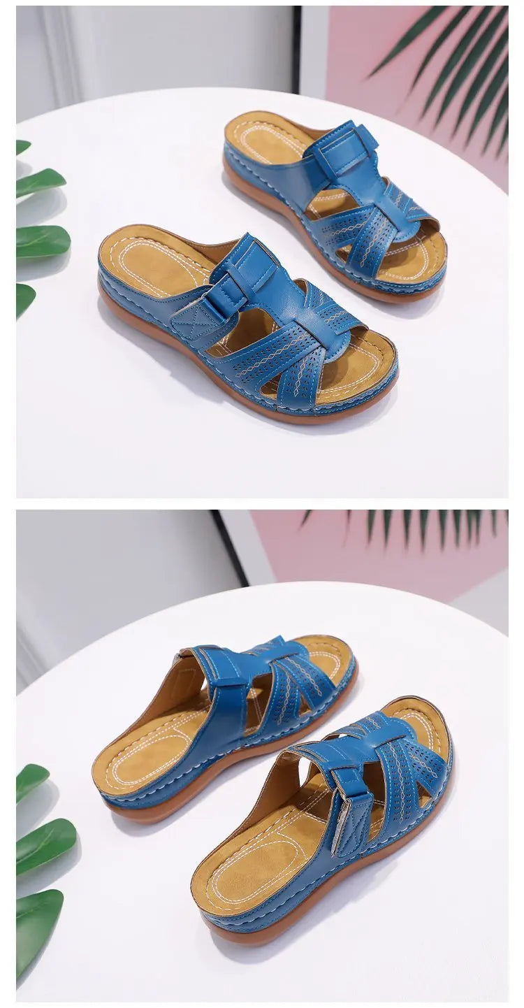 New Design Fashion Ankle Strappy Flat Knee Covers for Women Casual Summer Beach Slippers