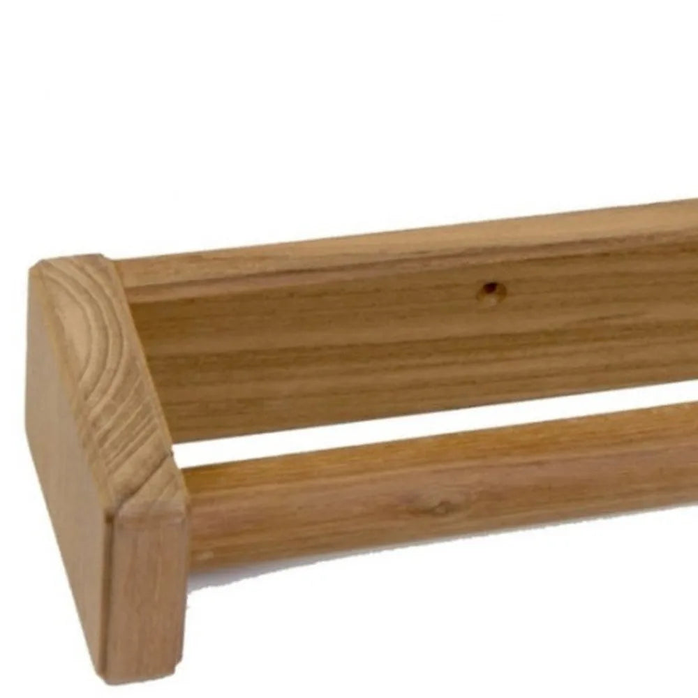 HMS 22\" Modern Traditional Solid Teak Towel Bar Brass Towel Racks with Heater for Hotels