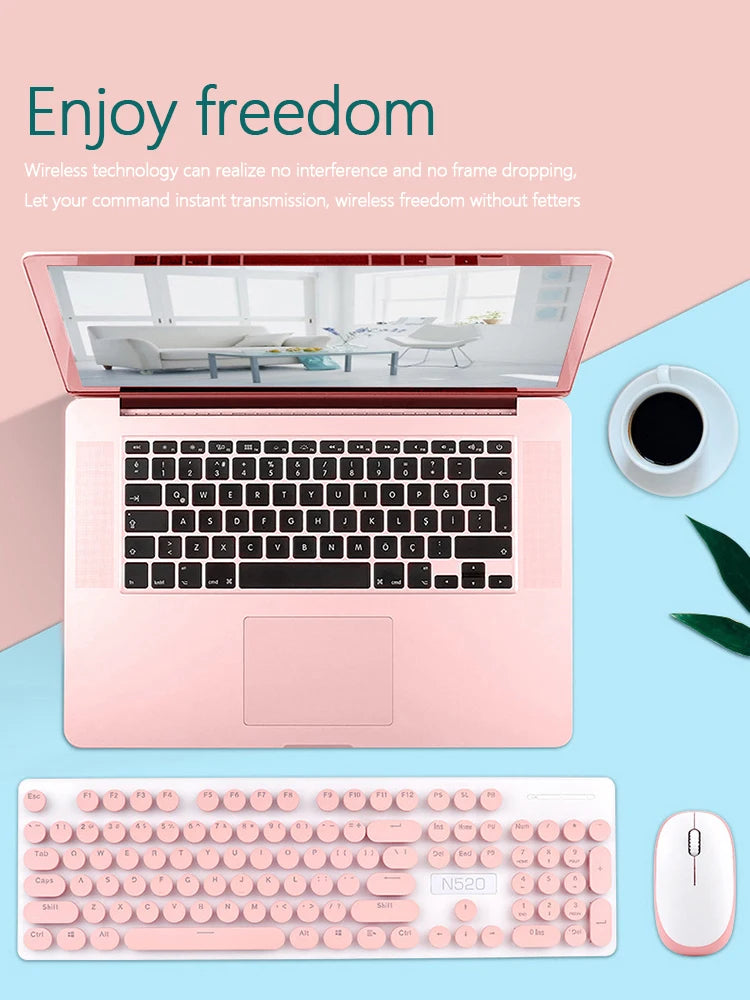High Sensitivity N520 Wireless Keyboard 10m Transmission Distance USB Plastic Chocolate Vintage Key Hat Fashion Keyboard New