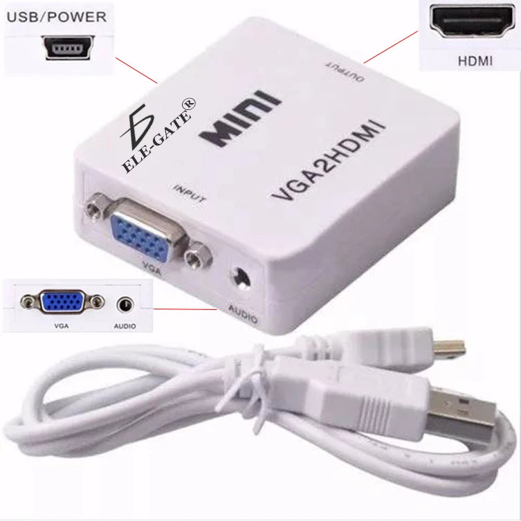 ELEGATE B621 Mini VGA to for 1080P TV Signal Adapter Converter (Made in Mexico)