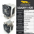 COOLSERVER R20 Cpu Cooler LGA 2011 Cooling Fan 5 Heat Pipes CPU Cooling 4 Pin PWM PC Quiet Intel LGA 2011 2066 CPU Cooling Fan
