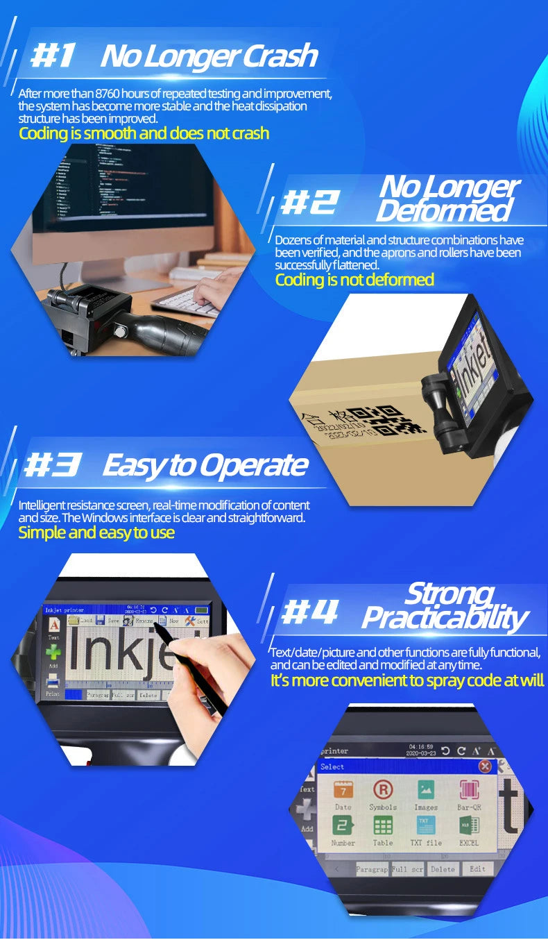Portable Printing Quick Dry Solvent Ink Cartridge Batch Eggs Expiry Date Handheld Inkjet Printer Printing Coding Machines