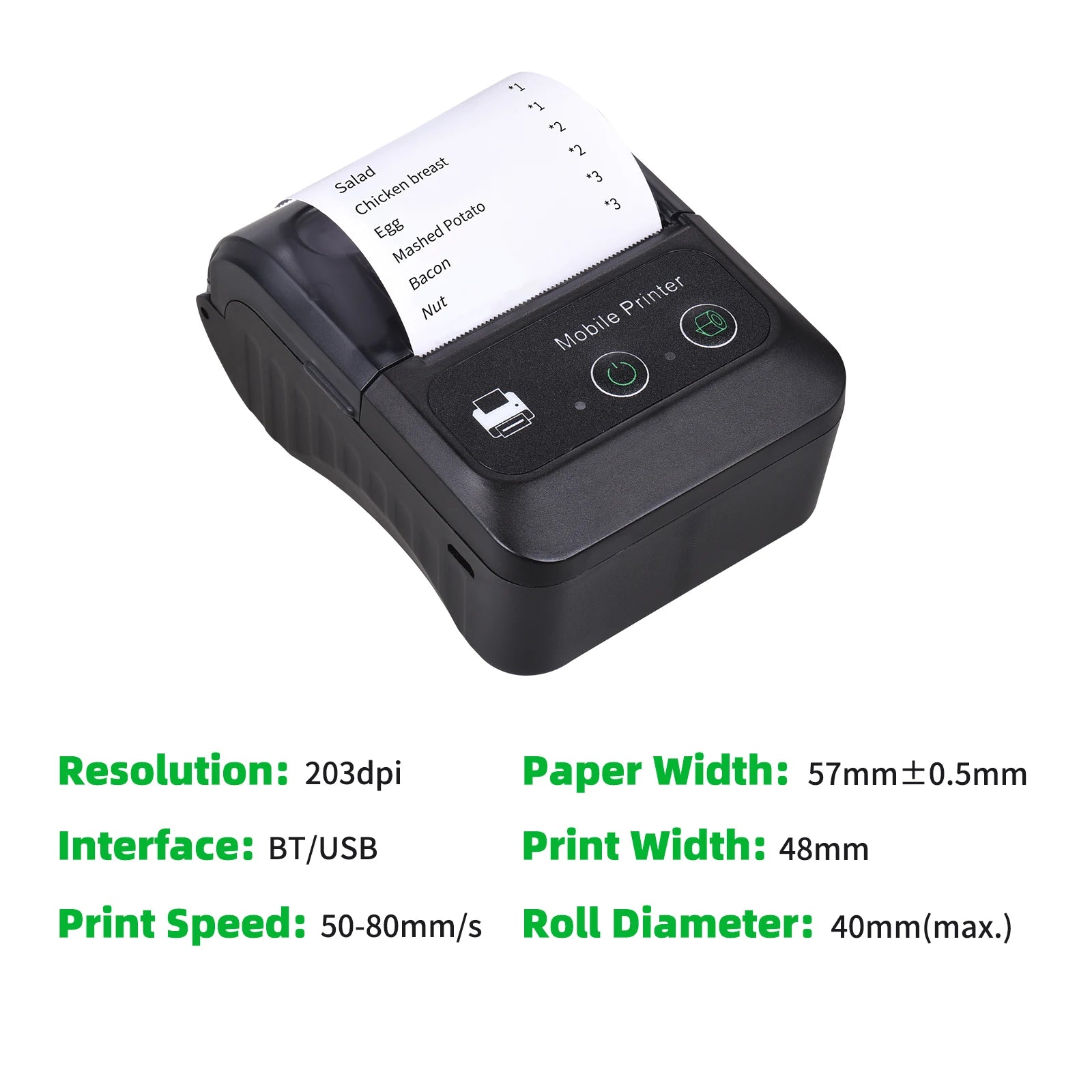 Portable 2 Inch Mini Thermal Printer  Wireless Label Maker for Android IOS Windows