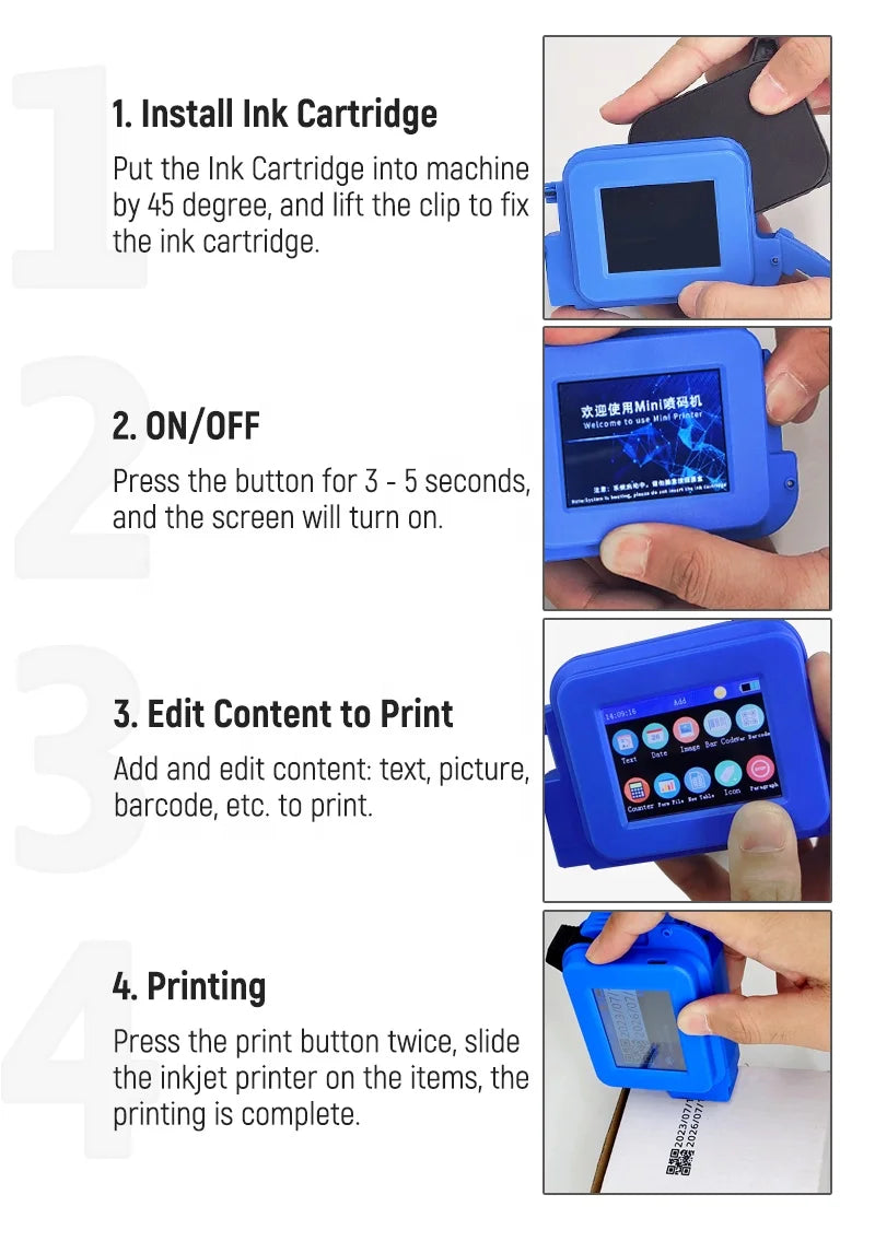Small Mini Quick Drying Printer Can Print on Any Materials Such As Plastic, Metal, and Glass