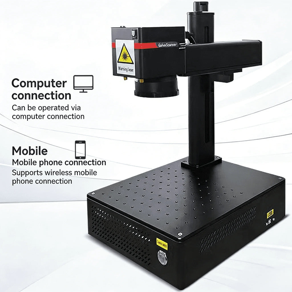 New Fiber Laser Engraving Machine Bench-Top High Productivity Air-Cooled 110/220V with EZCAD/Lightburn Control