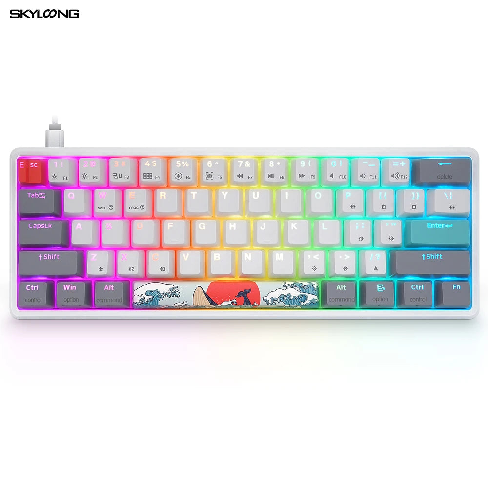 Skyloong 61 Keys Optical Wired Mechanical Keyboard Hot Swapping RGB Backlist for DIY Programing All Keys Function Via Driver