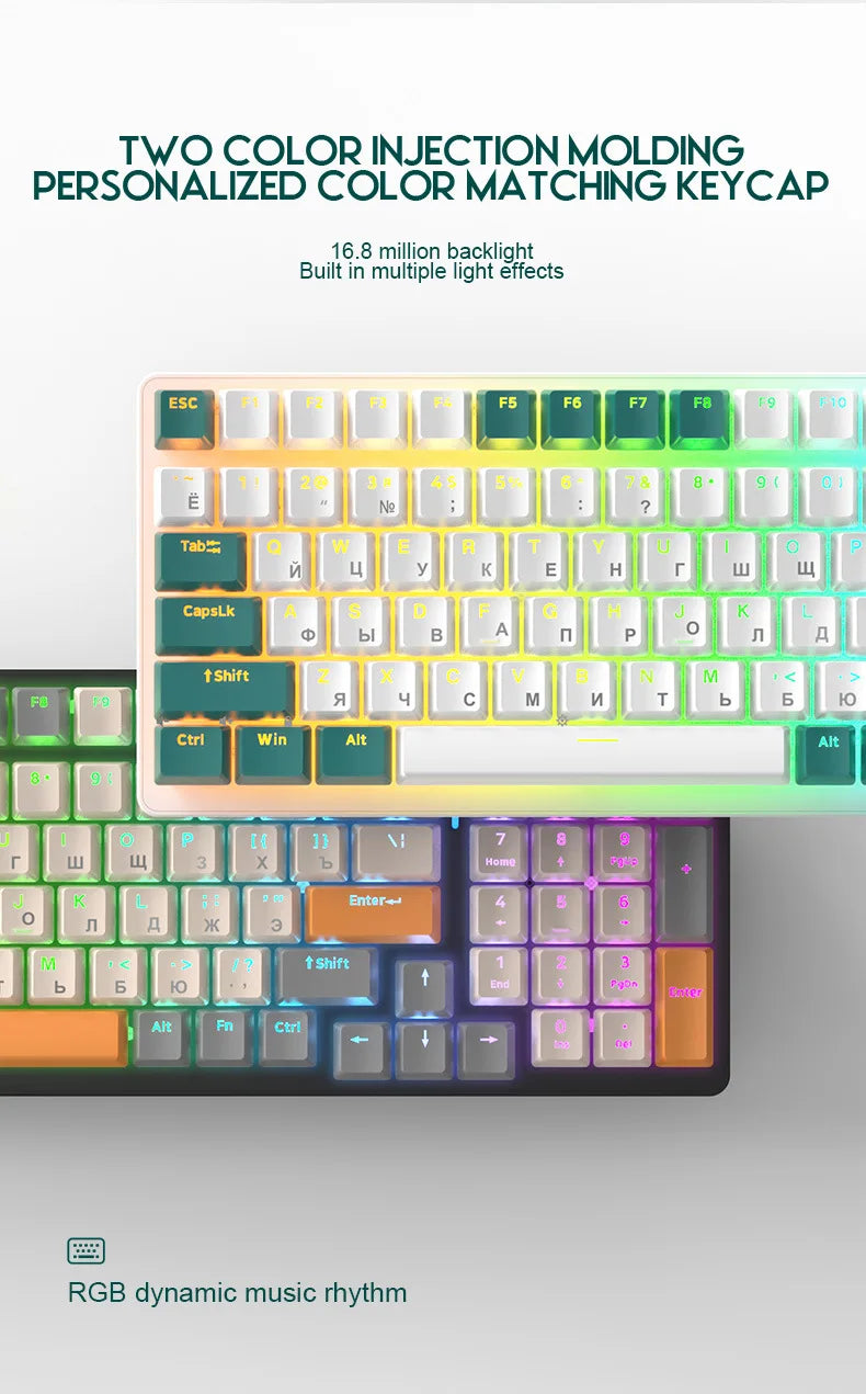 Free Wolf K3 Russian Mechanical Keyboard 980 Hot-swappable Axis Game Keyboard Computer Customized Keyboard
