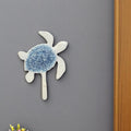 HMS Cast Iron Turtle Wall Hook 4\" Blue White Metal Cloth for Kitchen Bathroom Home Garage Towel Clothing Jewelry Storage