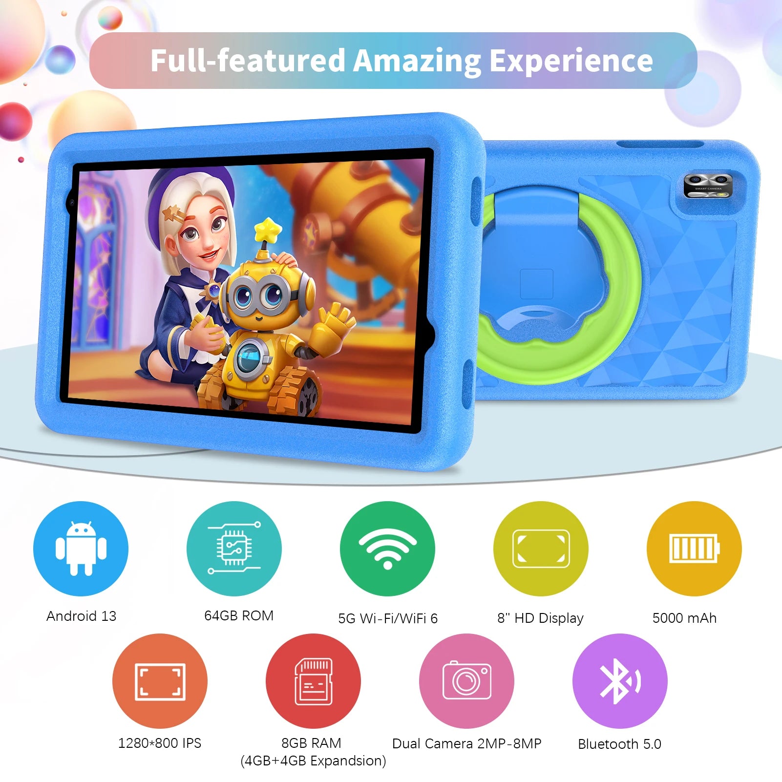 PRITOM Wholesale Bulk Custom  Kids Learning Tablet Android 8 Inch Kids Education Tablet for Children Learning Machine