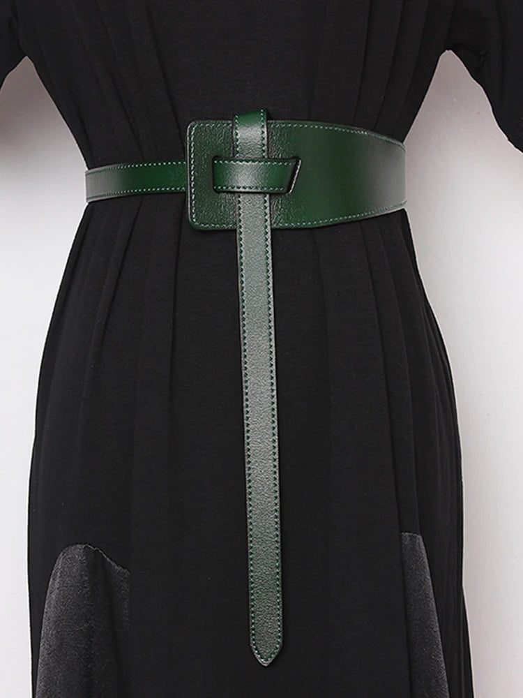 TWOTWINSTYLE Fashionable Accessories Gather Waist Solid Color Women'S Leather Belt