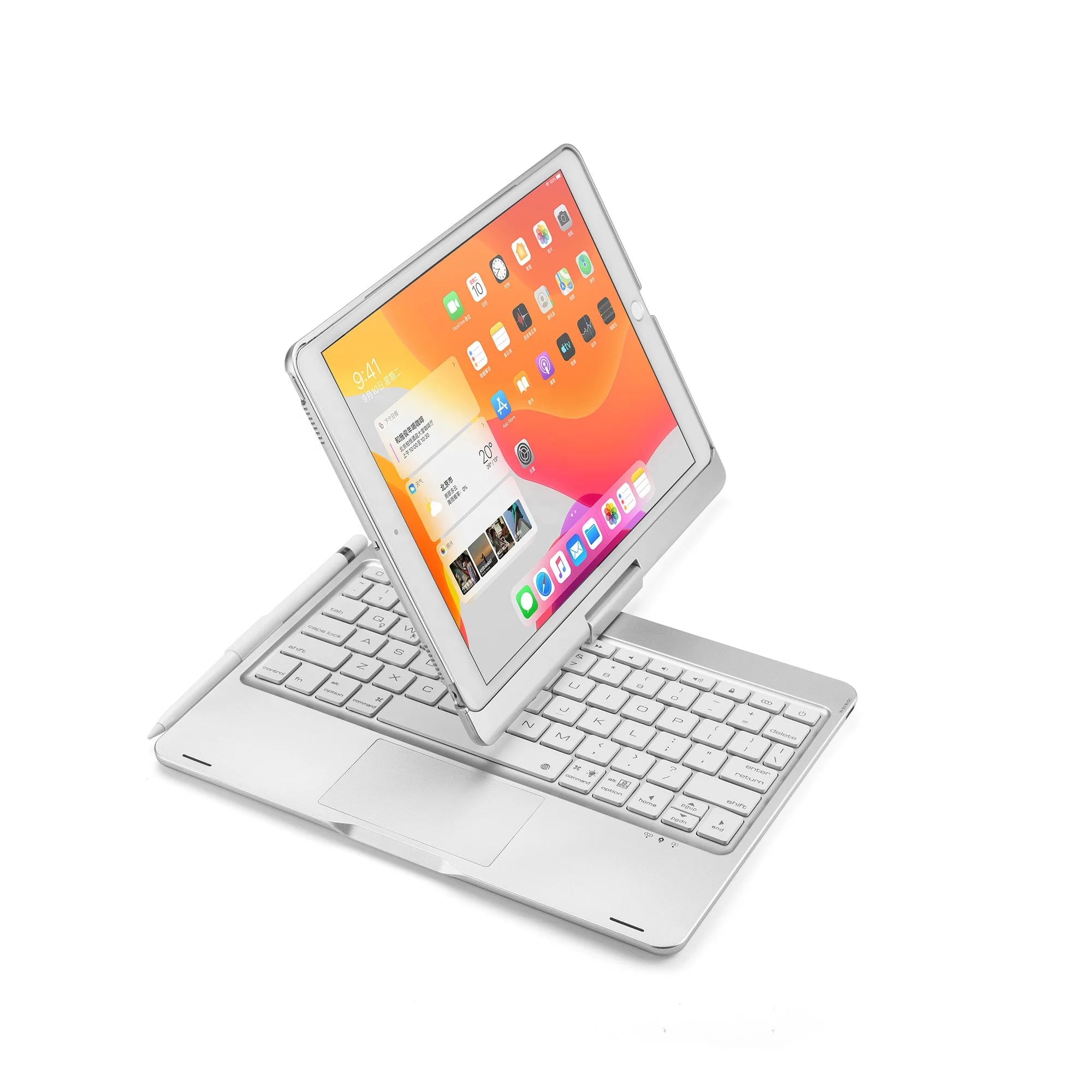 360 Degree Rotation Smart Touchpad Keyboard Backlit Keyboard Case for iPad 8th Generation