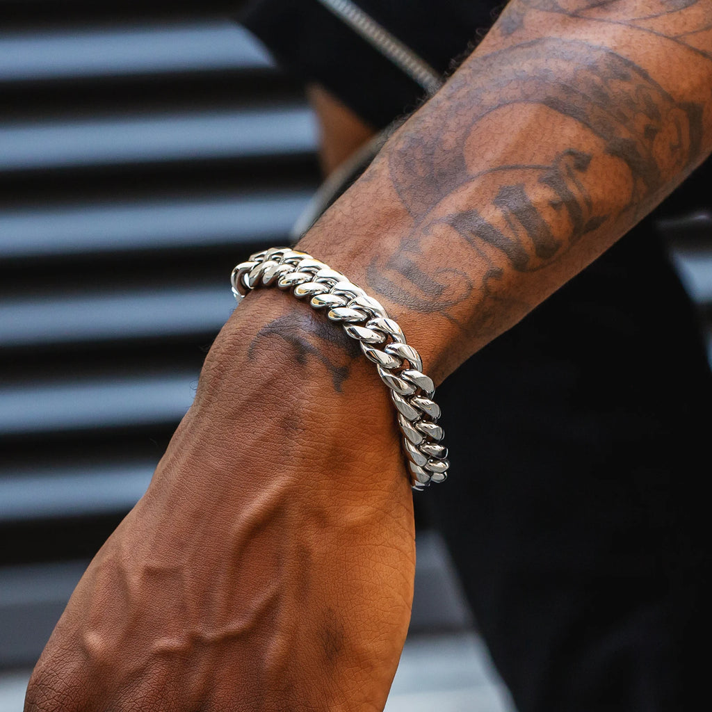 12mm 10mm 8mm Thick Bracelet Miami Cuban Link Chain Women Jewelry 18K Real Gold Plated Stainless Steel Men Cuban Bracelet Homme