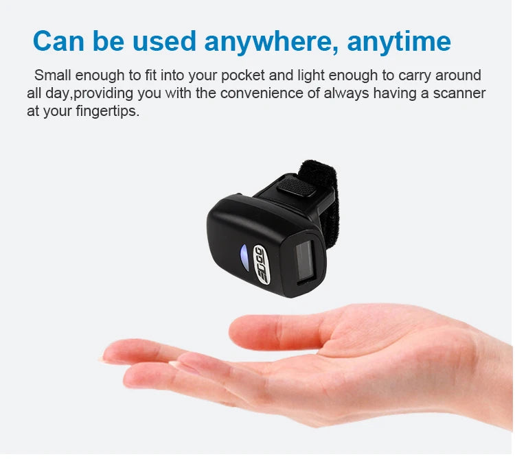 EDOO OEM ODM Portable Wearable Finger Ring Watch Wireless 1D 2D Handfree Barcode Scanner Reader