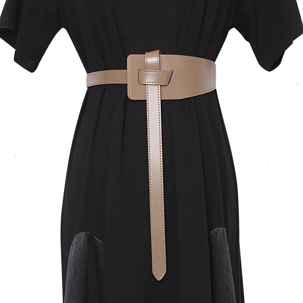 TWOTWINSTYLE Fashionable Accessories Gather Waist Solid Color Women'S Leather Belt