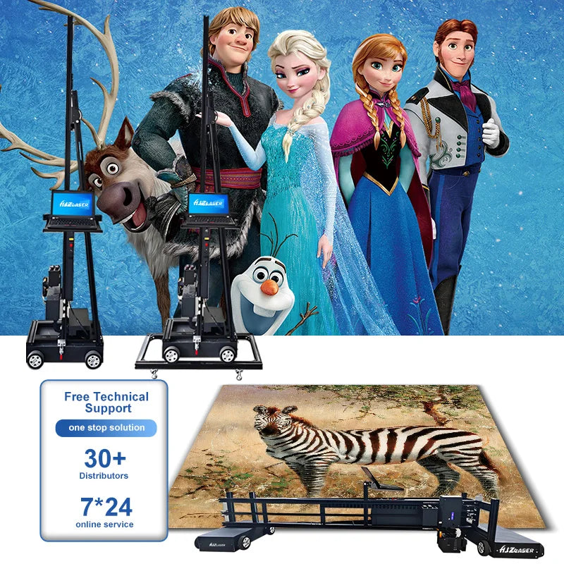 HJZ Laser Hot Selling 5D Vertical Printing Outdoor UV Wall and Floor All-In-One Printer for Decor 2 in 1