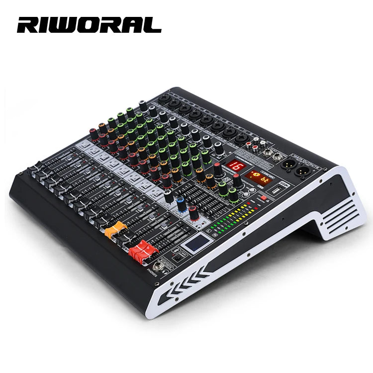 MC8 Professional 8 Channel Digital Sound Mixer Audio DJ Console with USB Interface for Stage Performance