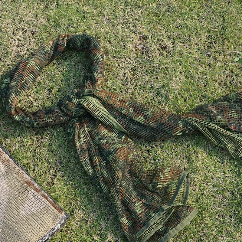 Hijab Tactical Scarf Camouflage Mesh Neck Men KeffIyeh Sniper Face Scarf Veil Shemagh Head Wrap for Outdoor Camping Hunting