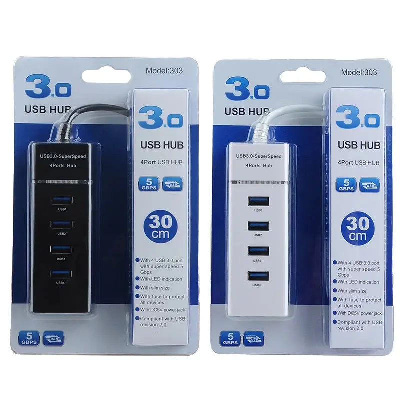 Yigao Super Speed 5 Gbps Transmission 4 Port USB 3.0 Hub with LED Light Splitter Expansion Adapter 0.25m Wire for PC-in Stock