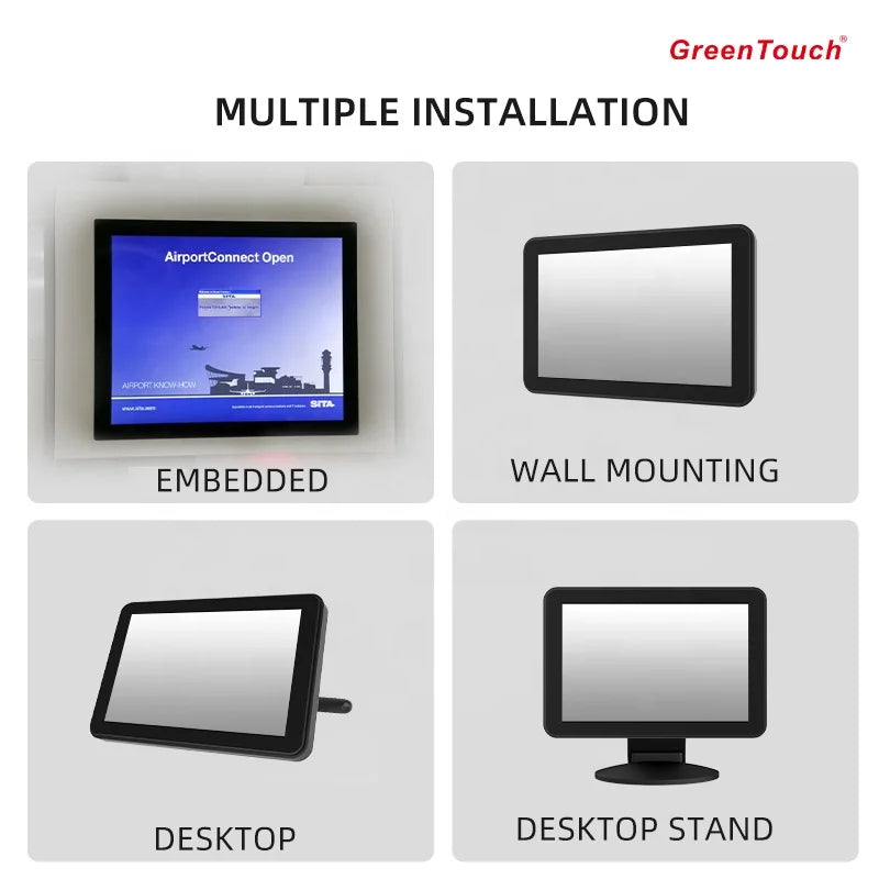 Vandalproof 10.1" Capacitive Multi Touch Display Industrial Touchscreen Monitor WIN Android for Security High Performance