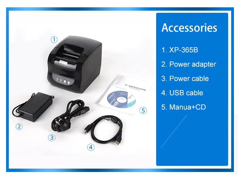 Xprinter 3inch Thermal Label & Receipt Printer Xp365B with Two-in-one Functionality 203 Dpi 127mm/s in Stock