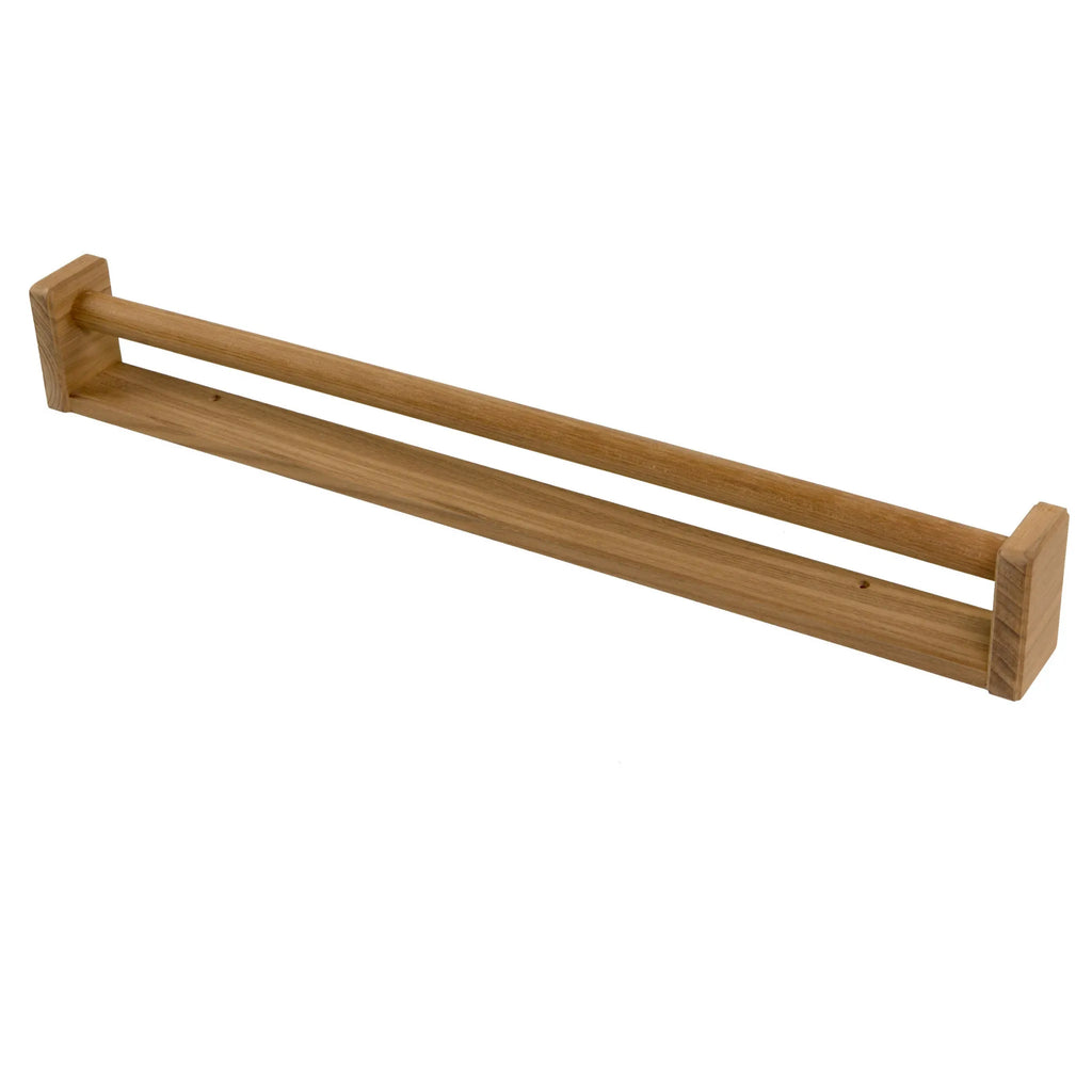 HMS 22\" Modern Traditional Solid Teak Towel Bar Brass Towel Racks with Heater for Hotels