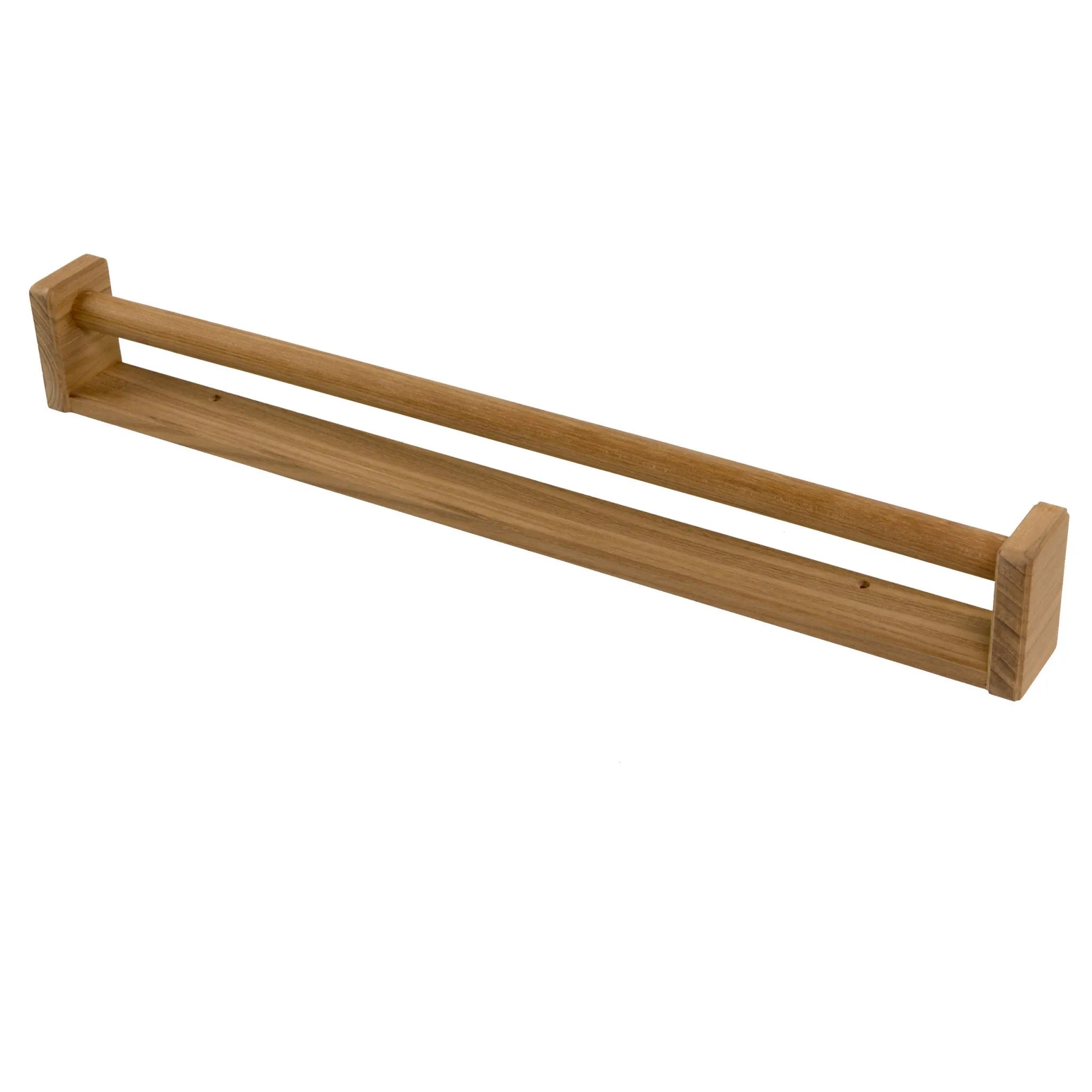 HMS 22\" Modern Traditional Solid Teak Towel Bar Brass Towel Racks with Heater for Hotels