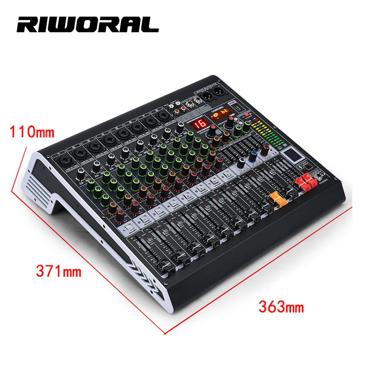 MC8 Professional 8 Channel Digital Sound Mixer Audio DJ Console with USB Interface for Stage Performance