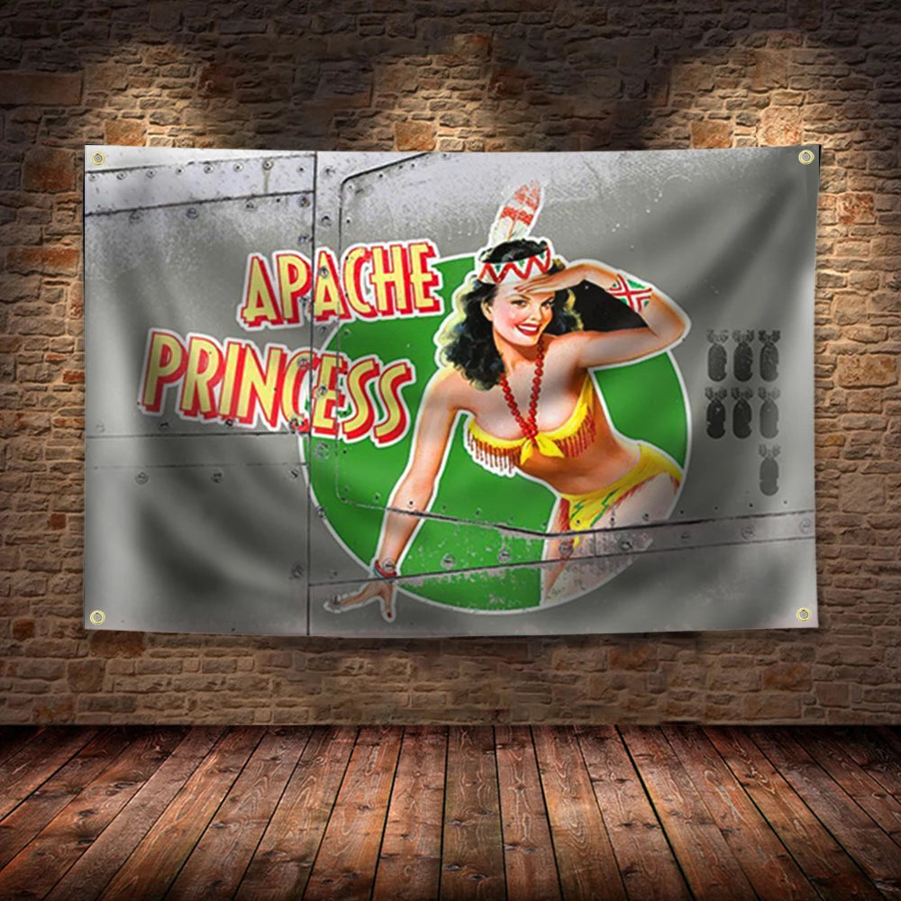 Beauty Lady Banner Flag Poster Wall Art Decoration Advertisement 3x5FT Polyester Digital Printed Retro Style Pub Club
