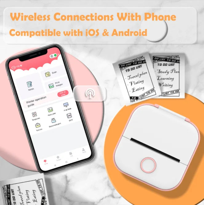 Phomemo T02 Portable Mini Wireless Thermal Pocket Printer Self-adhesive Stickers Use for DIY Mini Portable Printer