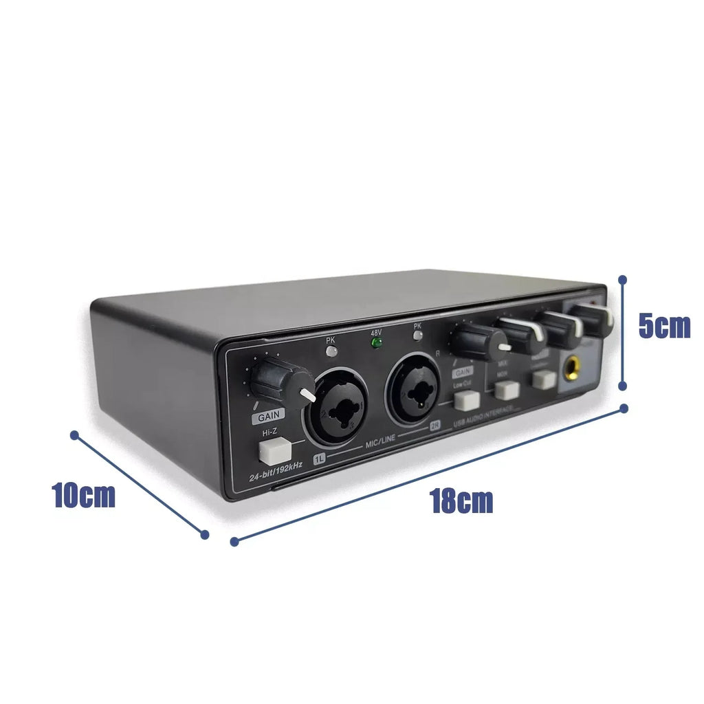 48V Phantom Power Studio Recording Audio Interface Microphone Sound Card Mixing Console for Electric Guitar Electric Sound Mixer