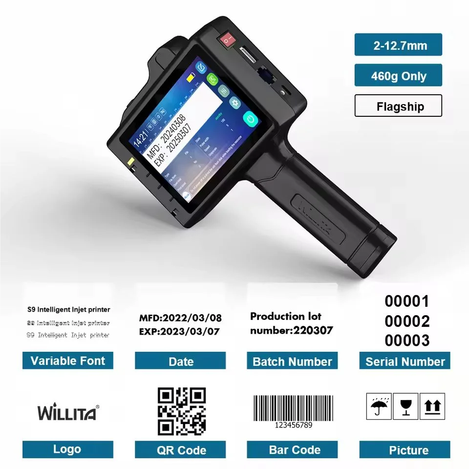 Willita Logo Portable Printing Machine Mini Printer Mobile Inkjet Pen Metal Hand Held Inkjet Printer