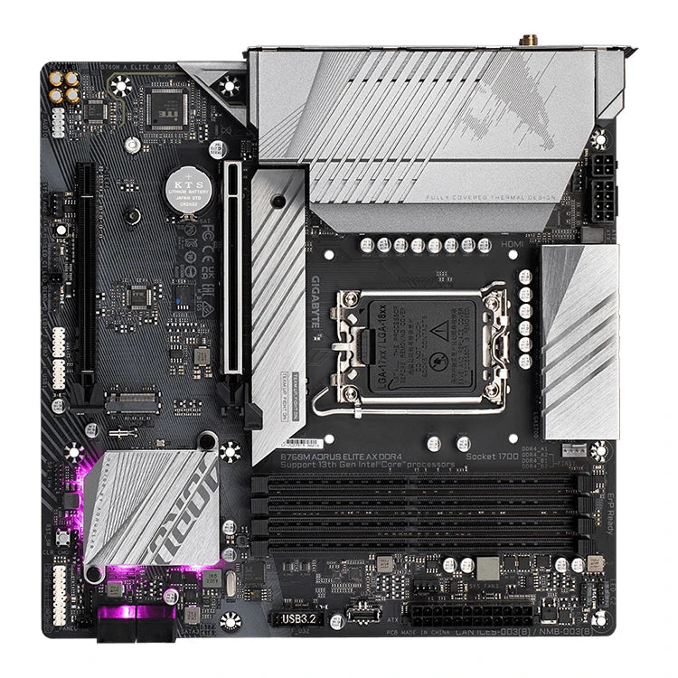 GIGABYTE B760M AORUS ELITE AX DDR4GIGABYTE Support 13th and 12th Gen Series Processors With Intel Socket LGA 1700