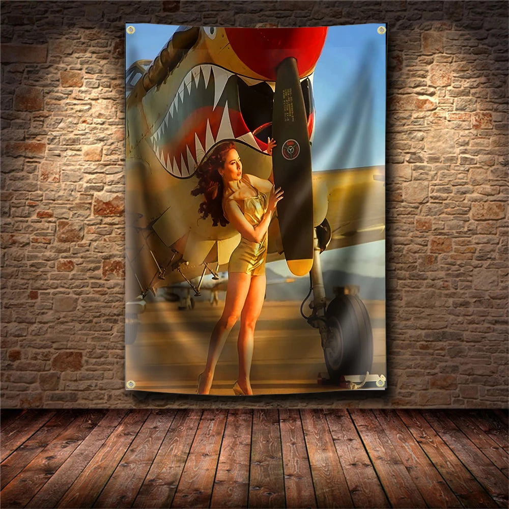 Beauty Lady Banner Flag Poster Wall Art Decoration Advertisement 3x5FT Polyester Digital Printed Retro Style Pub Club