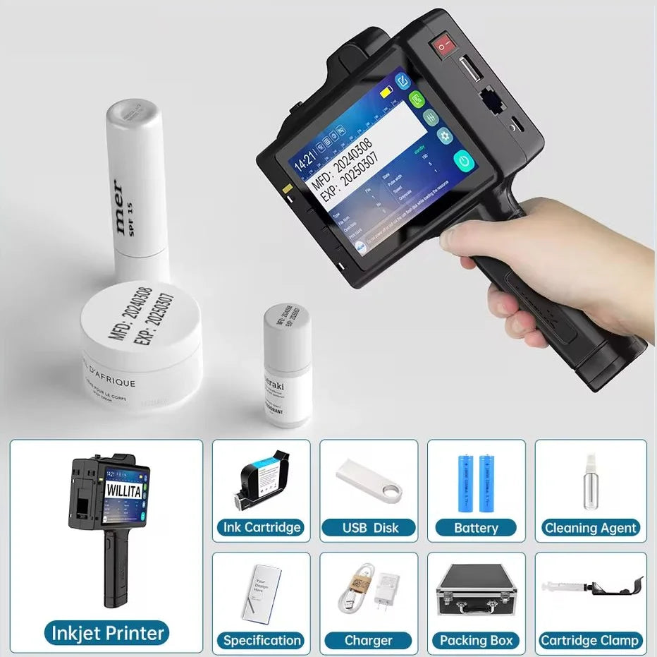 Willita Logo Portable Printing Machine Mini Printer Mobile Inkjet Pen Metal Hand Held Inkjet Printer