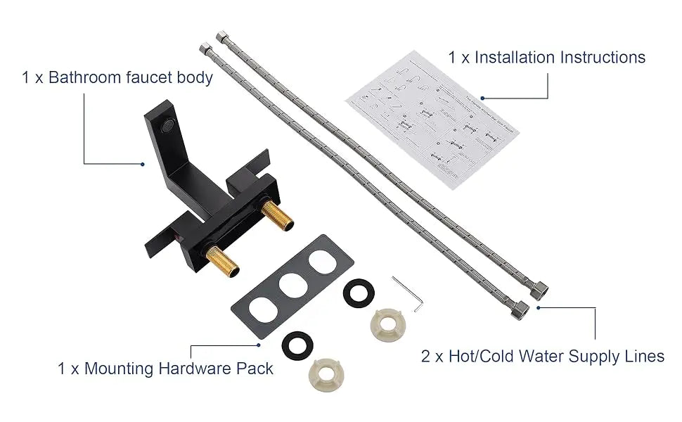 Matte Black Bathroom Faucet Modern 3 Hole Basin Mixer Faucet