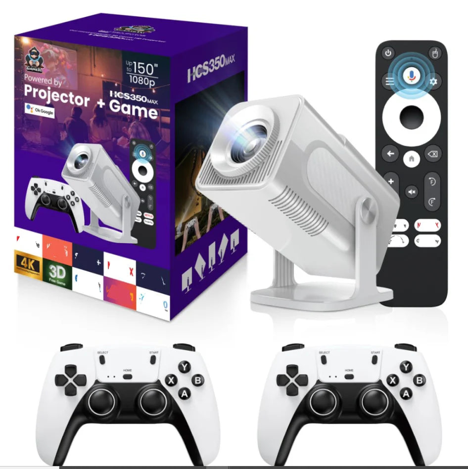 Latest HCS350 max Gaming Projector Allwinner H713 3D 4k HD Android 11 High Lumen Wireless Smart Projector with Wireless Gamepad