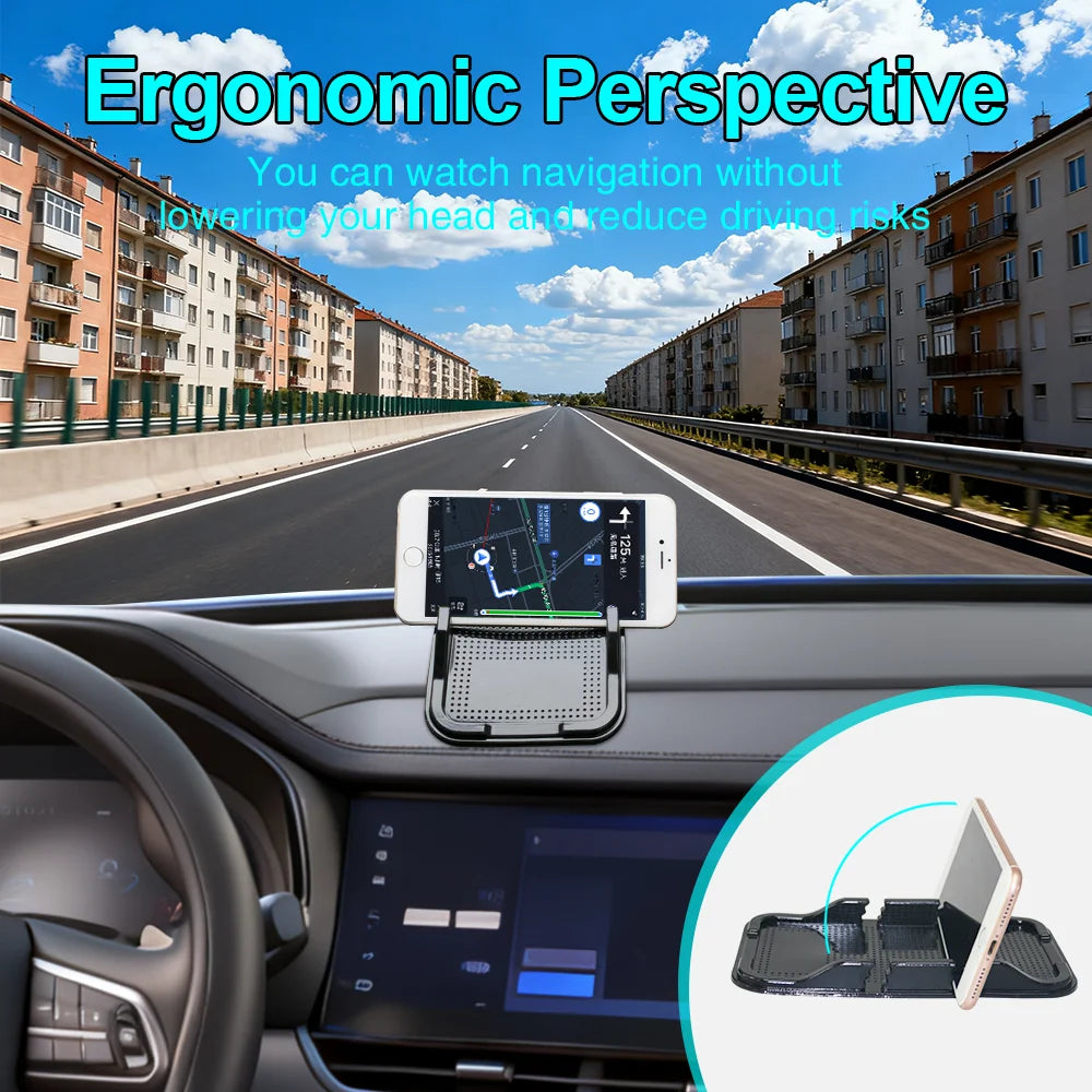 Anti-Slip Car Phone Holder Pad with Dual Slots-Universal Smartphone & GPS Dashboard Mount