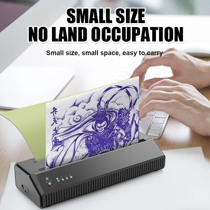 Mini Wireless Mobile No Ink Portable A4 Thermal Barcode Color Label Tattoo Printer