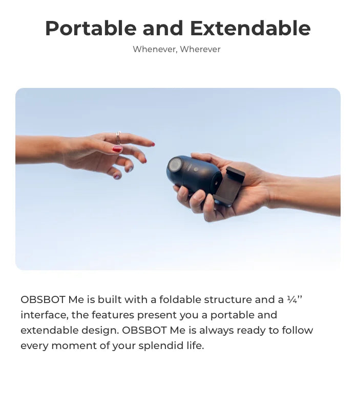 OBSBOT Me AI Powered Selfie Phone Holder Auto Tracking Quick Pick Smartphone Gimbal Webcam for Vlog Live Streaming Photo Video