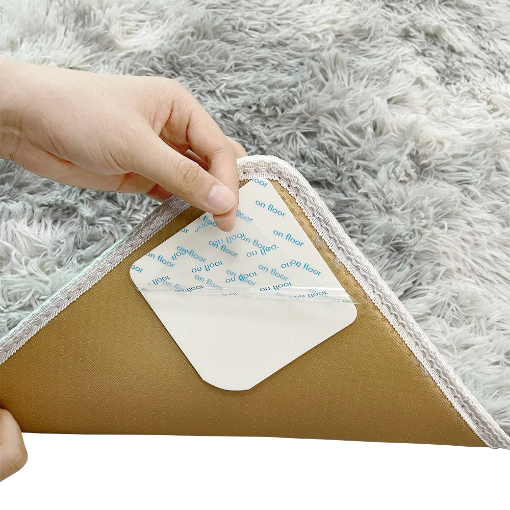 Reusable White Square Foam Repositionable Adhesive Rug Gripper No Residue for Home Office Hotel