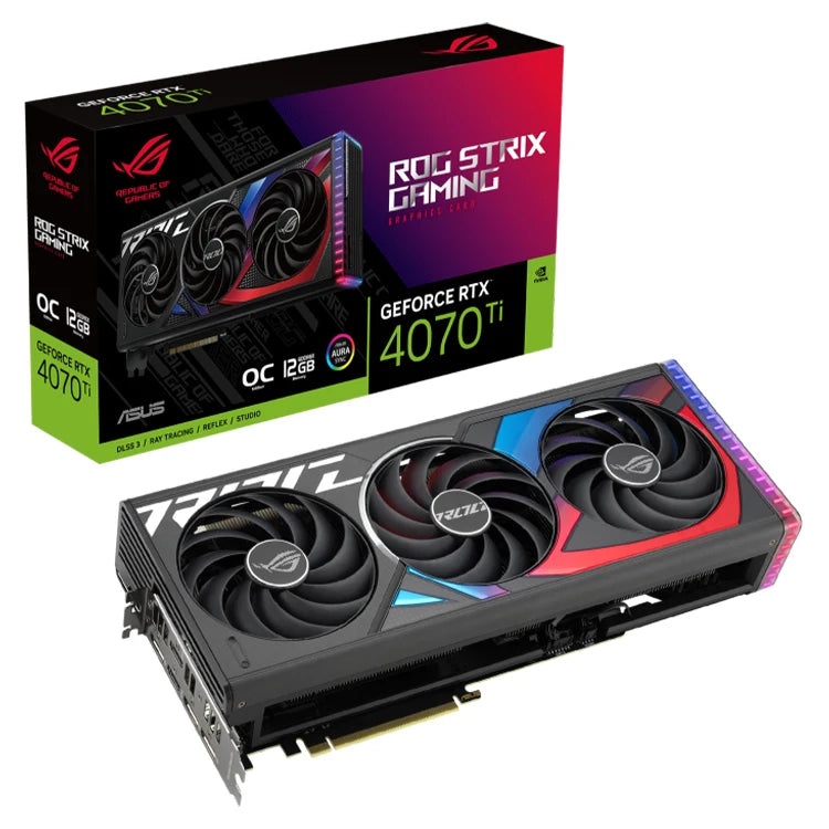 Used ASUS ROG Strix GeForce RTX 4070Ti 12GB GDDR6X OC Edition Graphics Card With 12GB GDDR6X 192 Bit Memory Support OverClock
